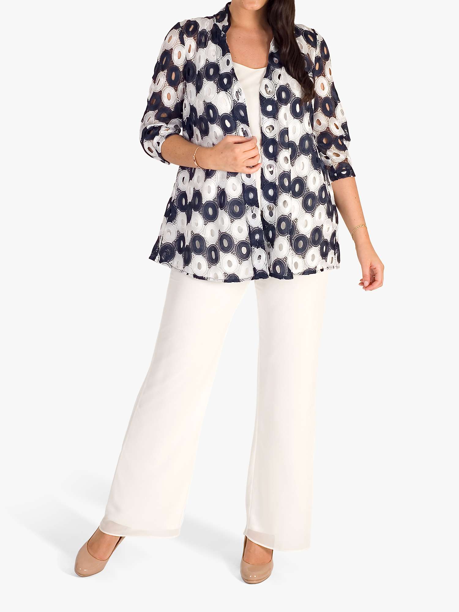 Buy chesca Gupiere Lace Circle Jacket, Ivory/Navy Online at johnlewis.com