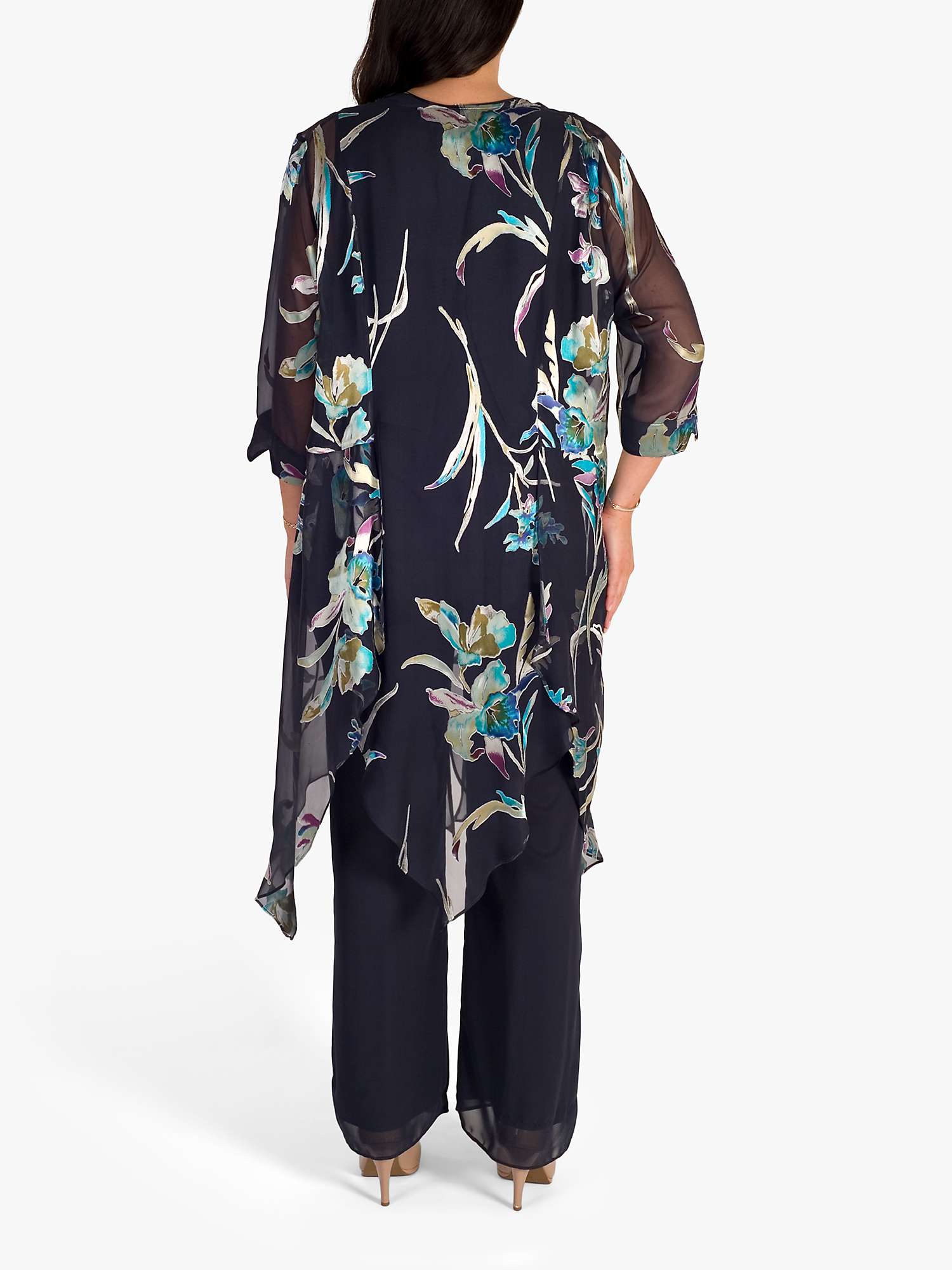Buy chesca Floral Print Pixie Hem Coat, Pewter/Turquoise Online at johnlewis.com