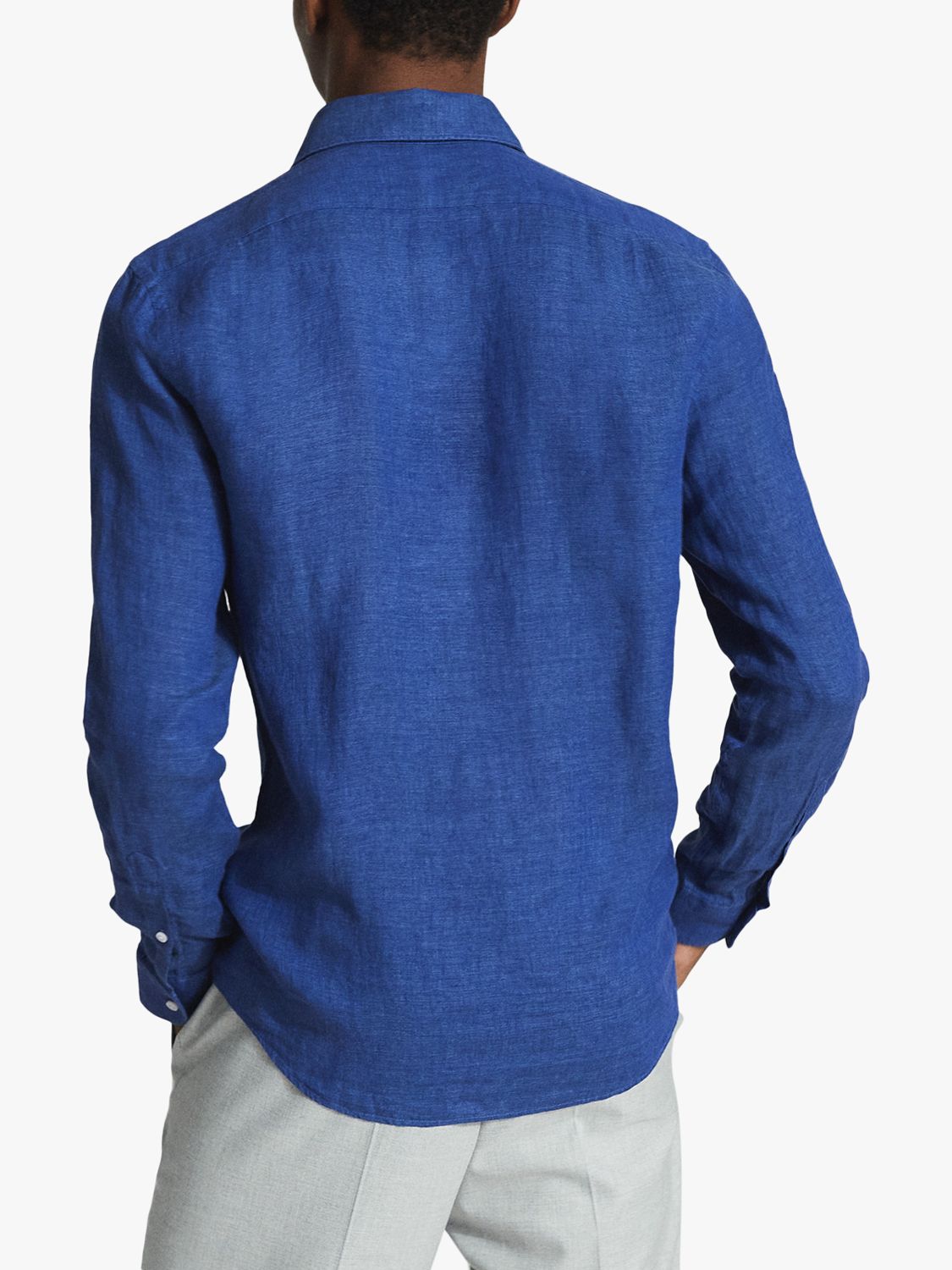 Reiss Ruban Linen Regular Fit Shirt, Bright Blue at John Lewis & Partners