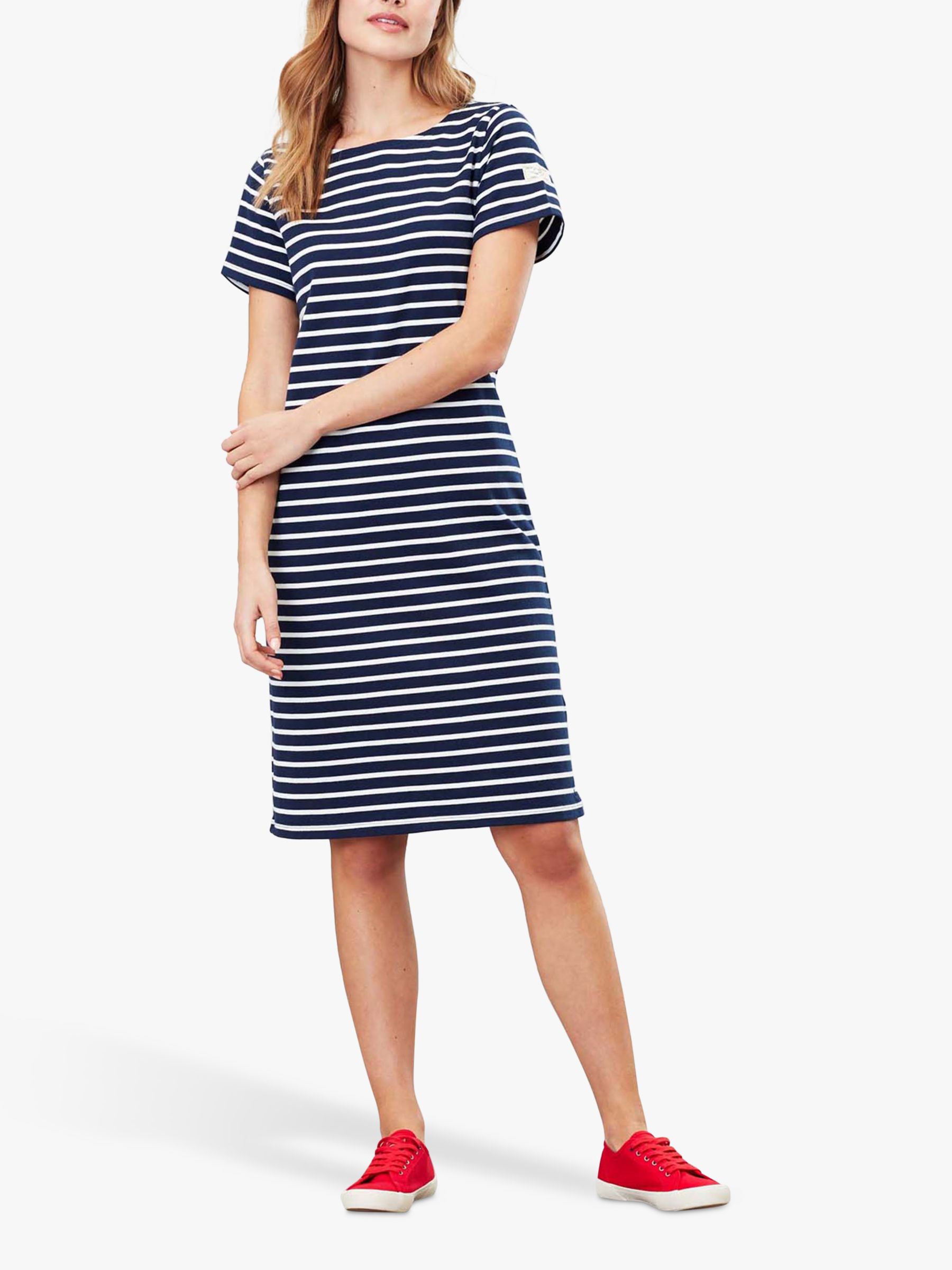 Joules Riviera Striped Jersey Dress, Navy/Cream at John Lewis & Partners