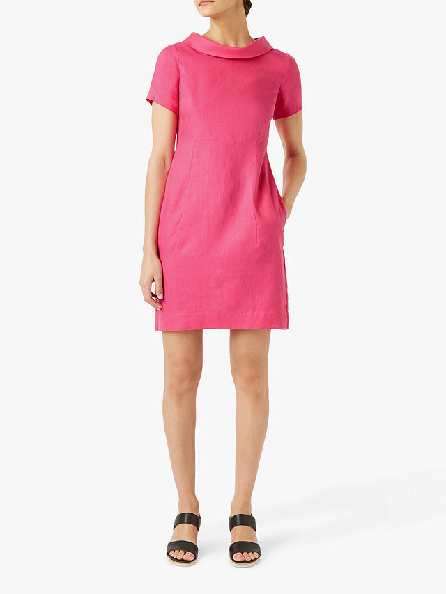 Hobbs Linen Petra Mini Dress, Pink, 6