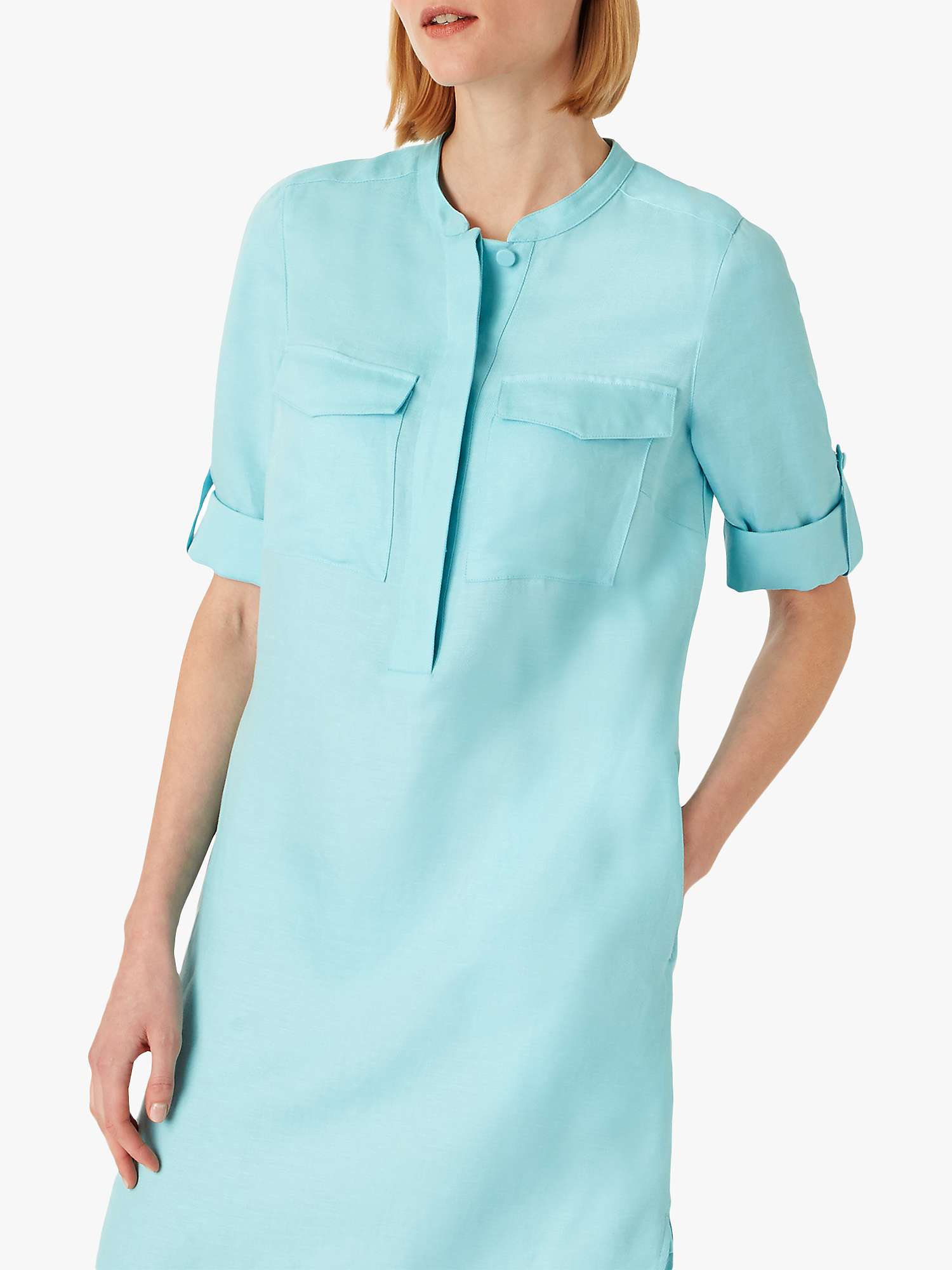 Buy Hobbs Linen Blend Mini Dress, Aqua Online at johnlewis.com