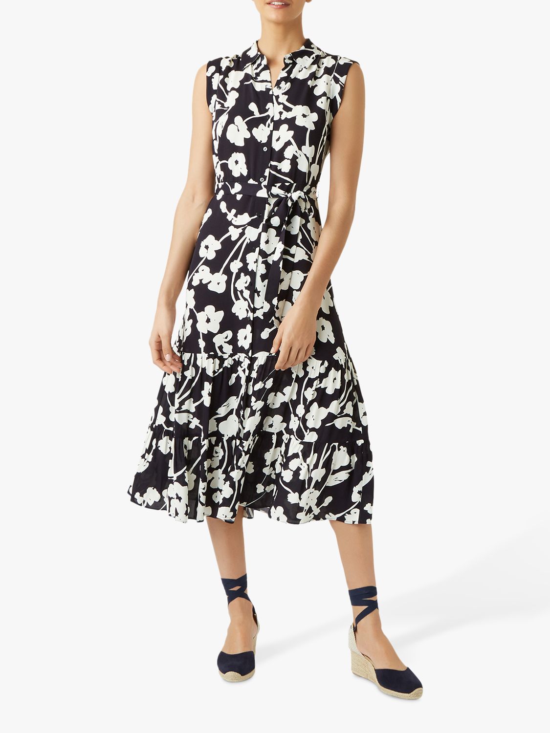 Hobbs Esme Floral Midi Dress, Blue