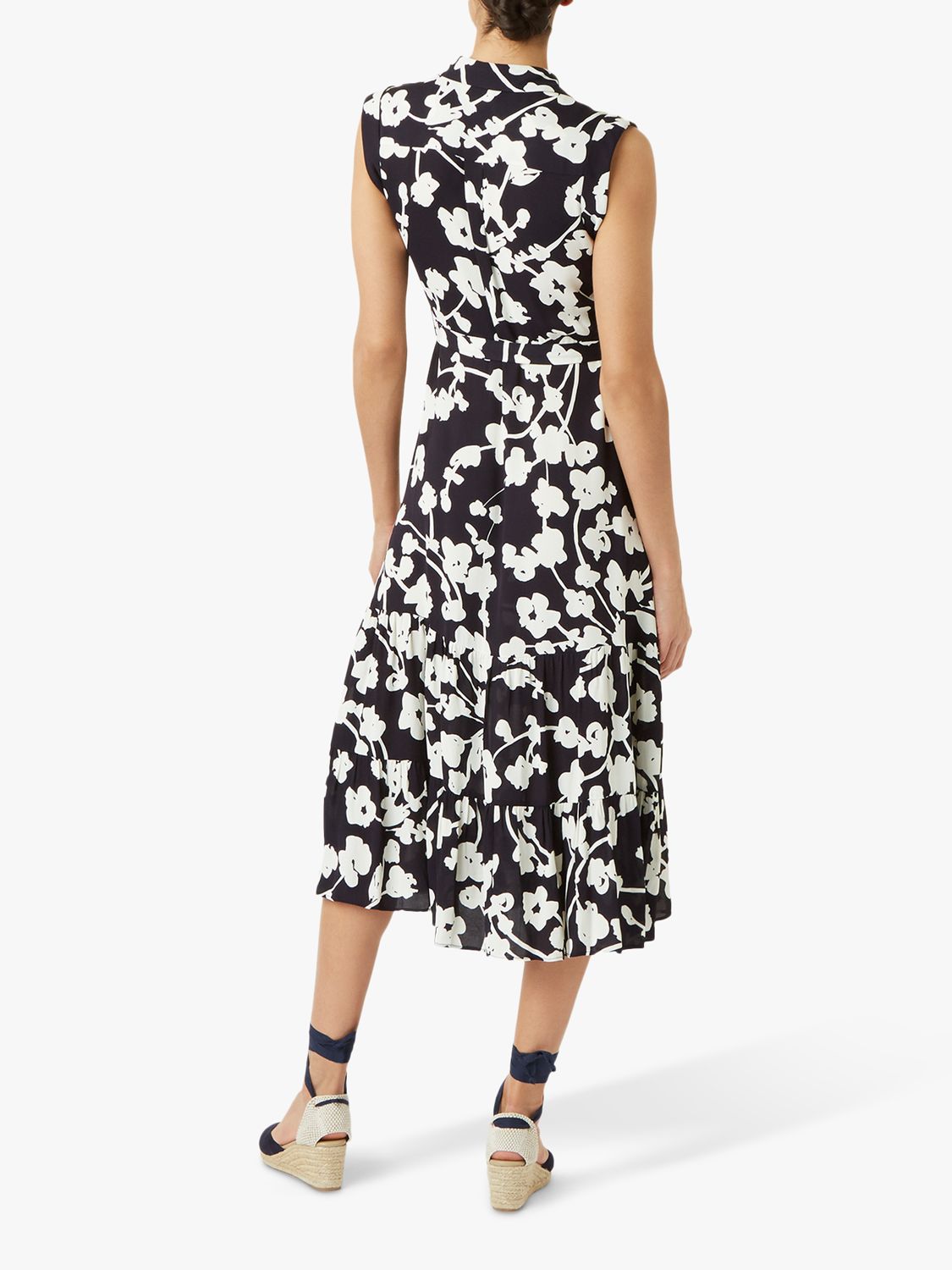 Hobbs Esme Floral Midi Dress, Blue