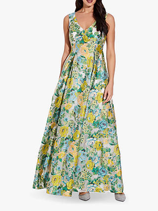 Adrianna Papell Sleeveless Floral Print Dress, Green/Multi
