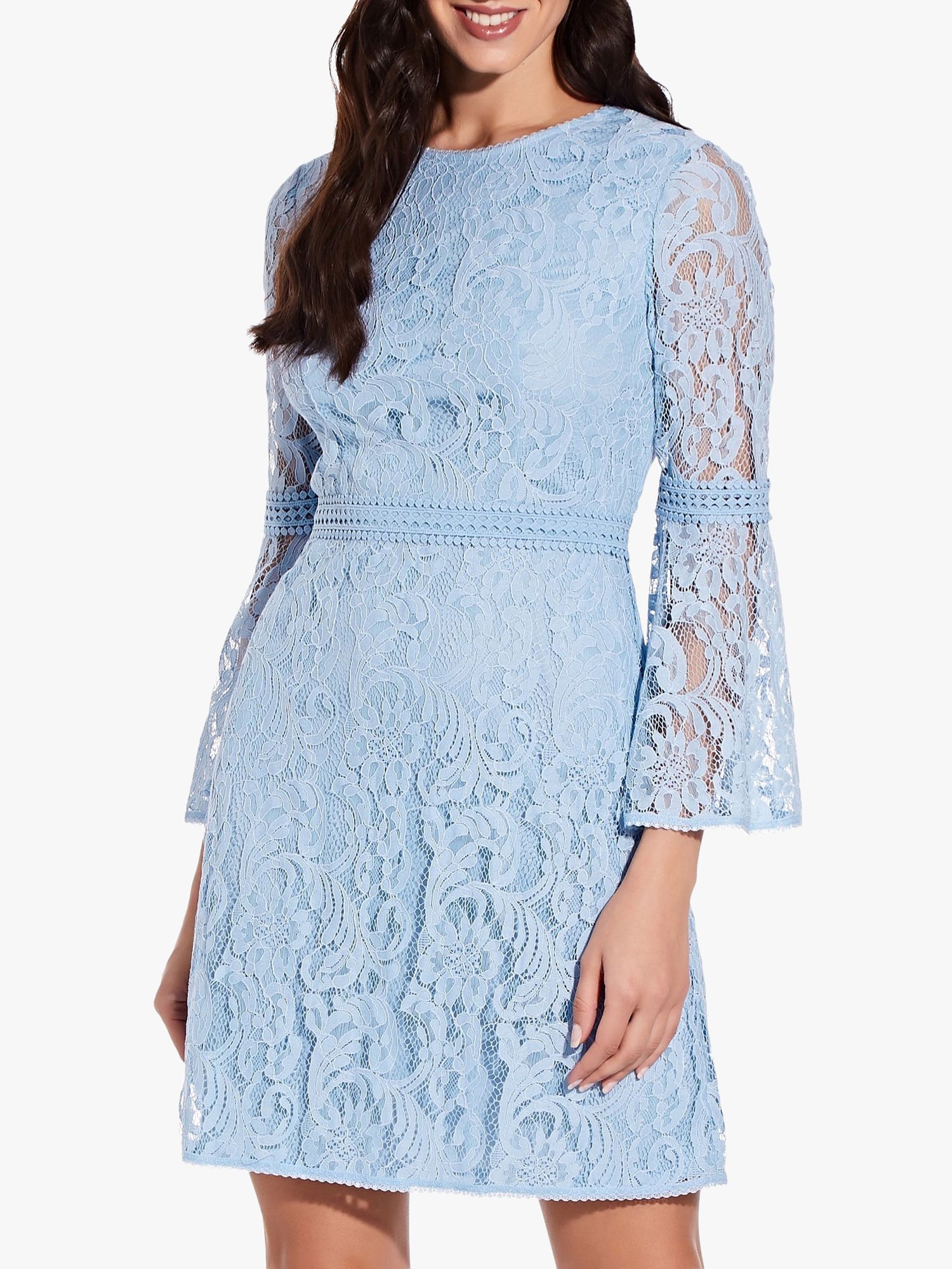 adrianna papell powder bell sleeve lace line dress johnlewis