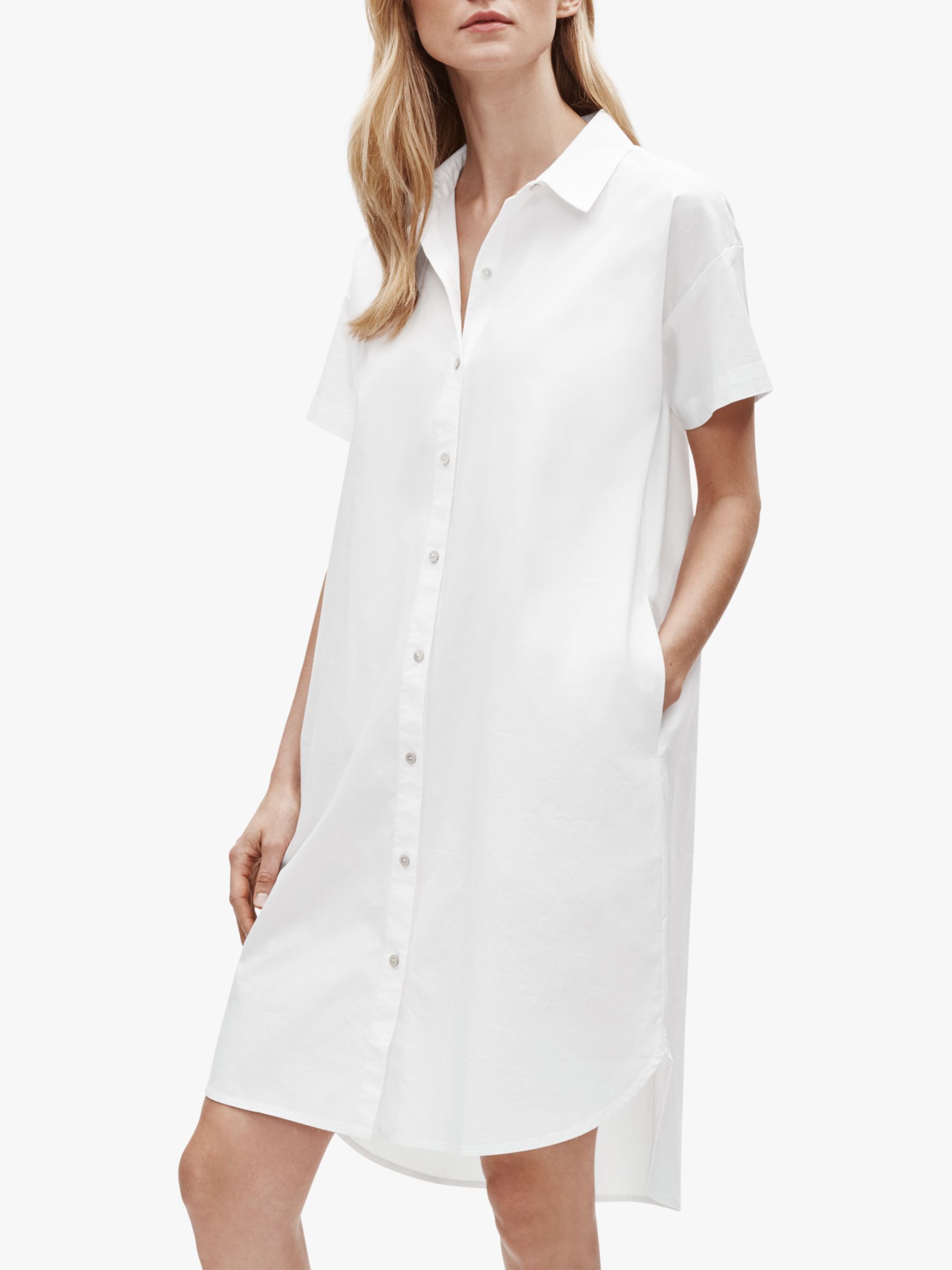 Eileen Fisher Organic Cotton Poplin Shirt Dress White