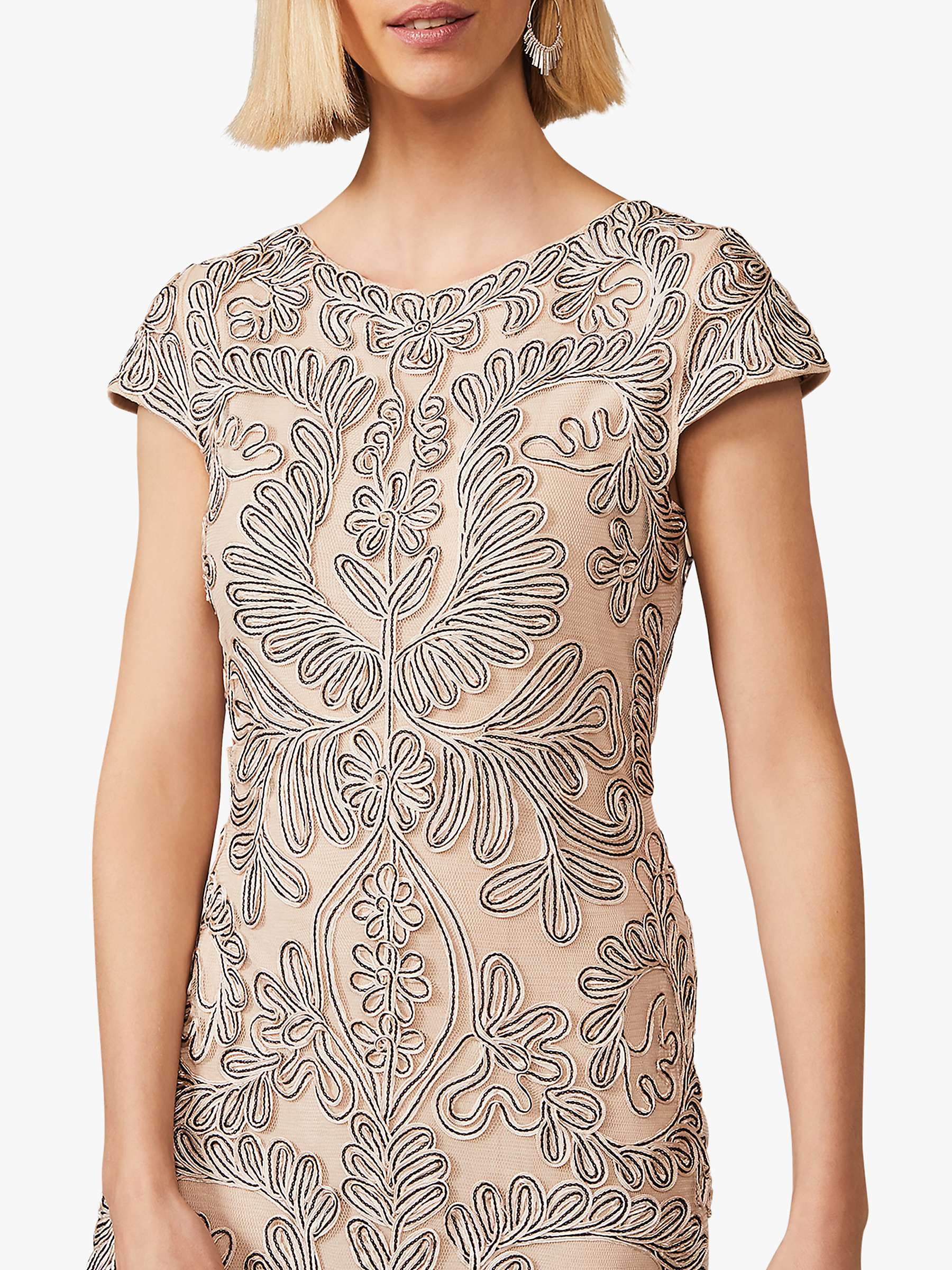 Buy Phase Eight Genevieve Tapework Detail Knee Length Dress, Oyster/Navy Online at johnlewis.com