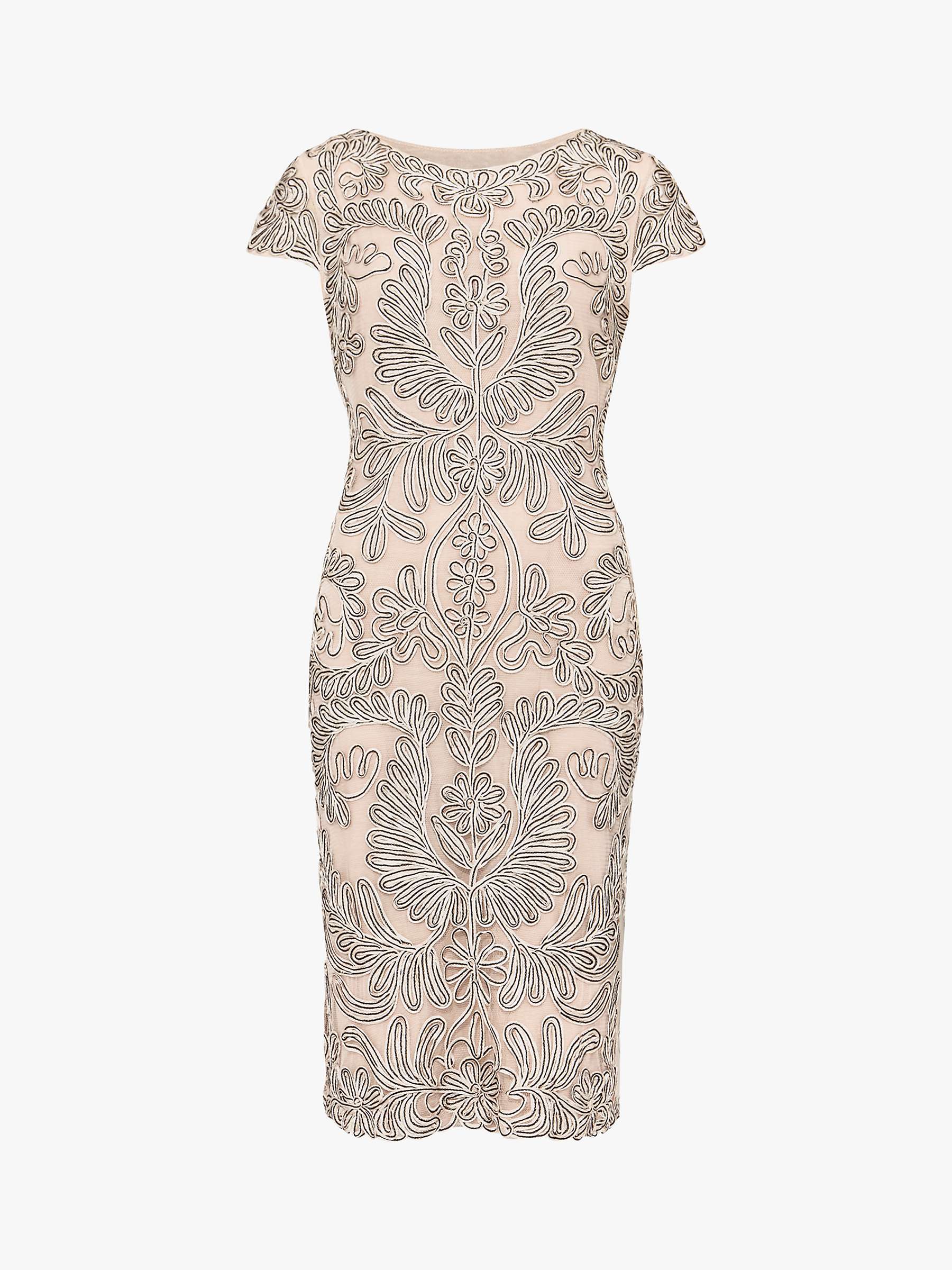 Buy Phase Eight Genevieve Tapework Detail Knee Length Dress, Oyster/Navy Online at johnlewis.com