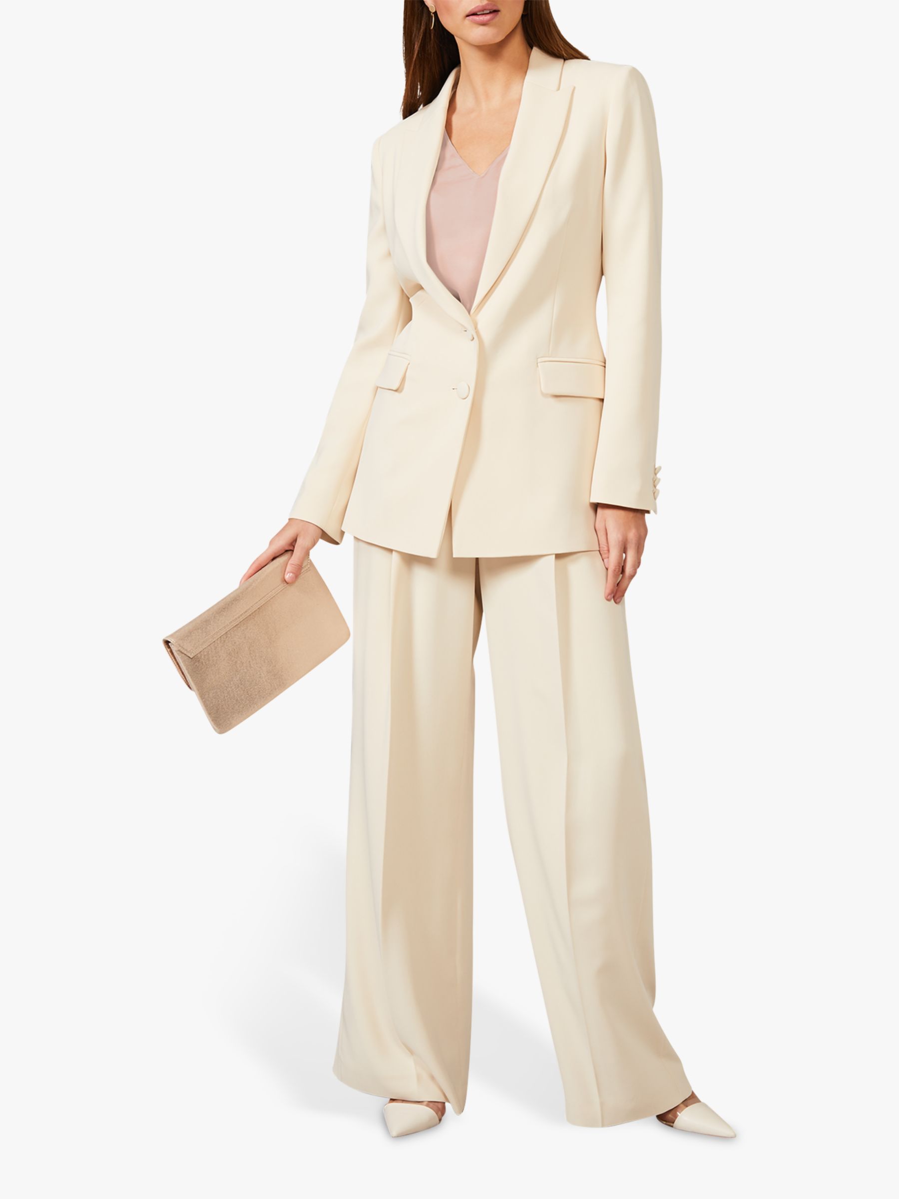 Phase Eight Cadie Wide Leg Suit Trousers, Pearl at John Lewis & Partners