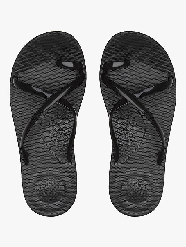 FitFlop IQushion Flip Flops, Black at John Lewis & Partners