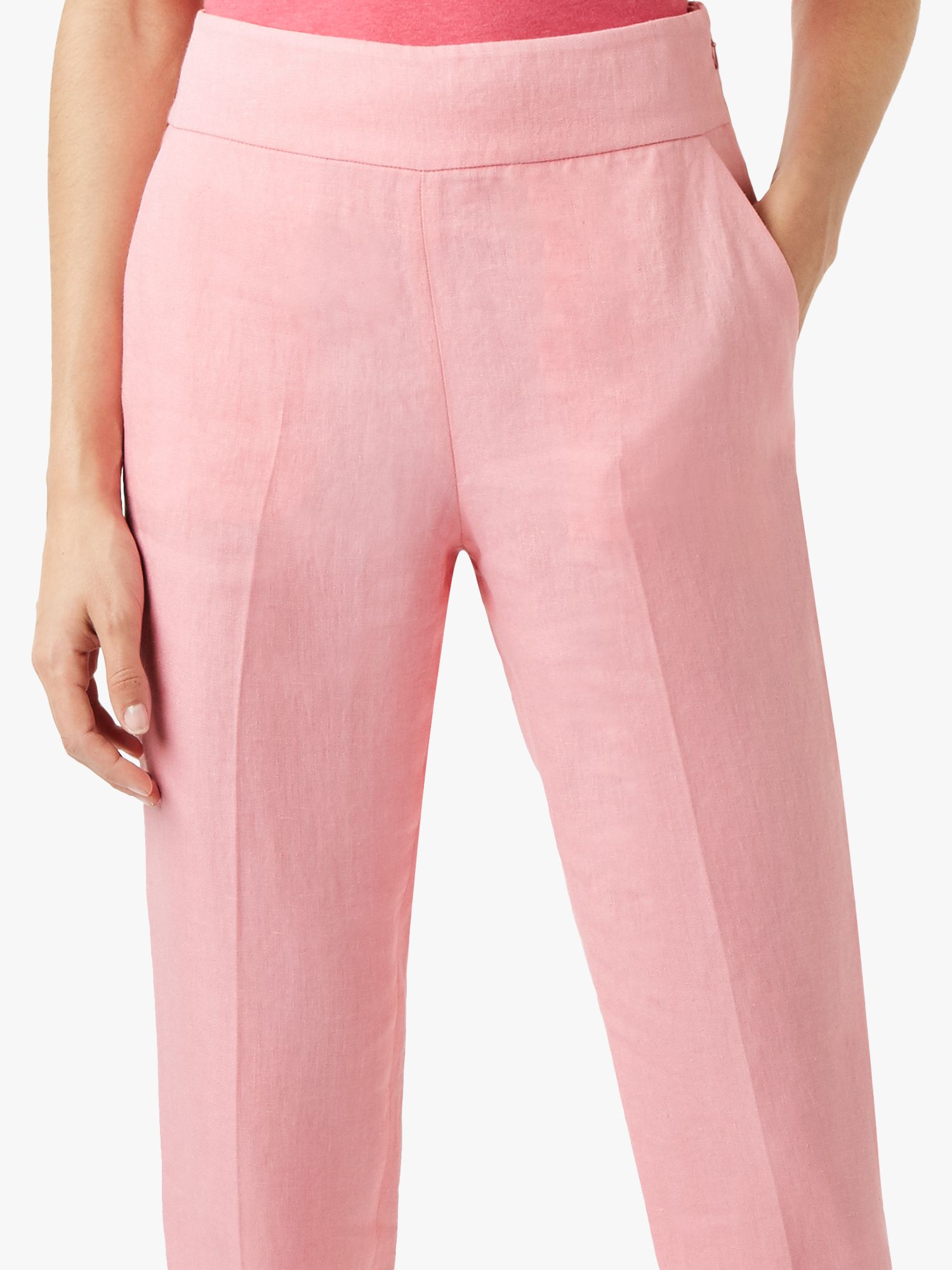 Hobbs Linen Trent Trousers, Pink at John Lewis & Partners