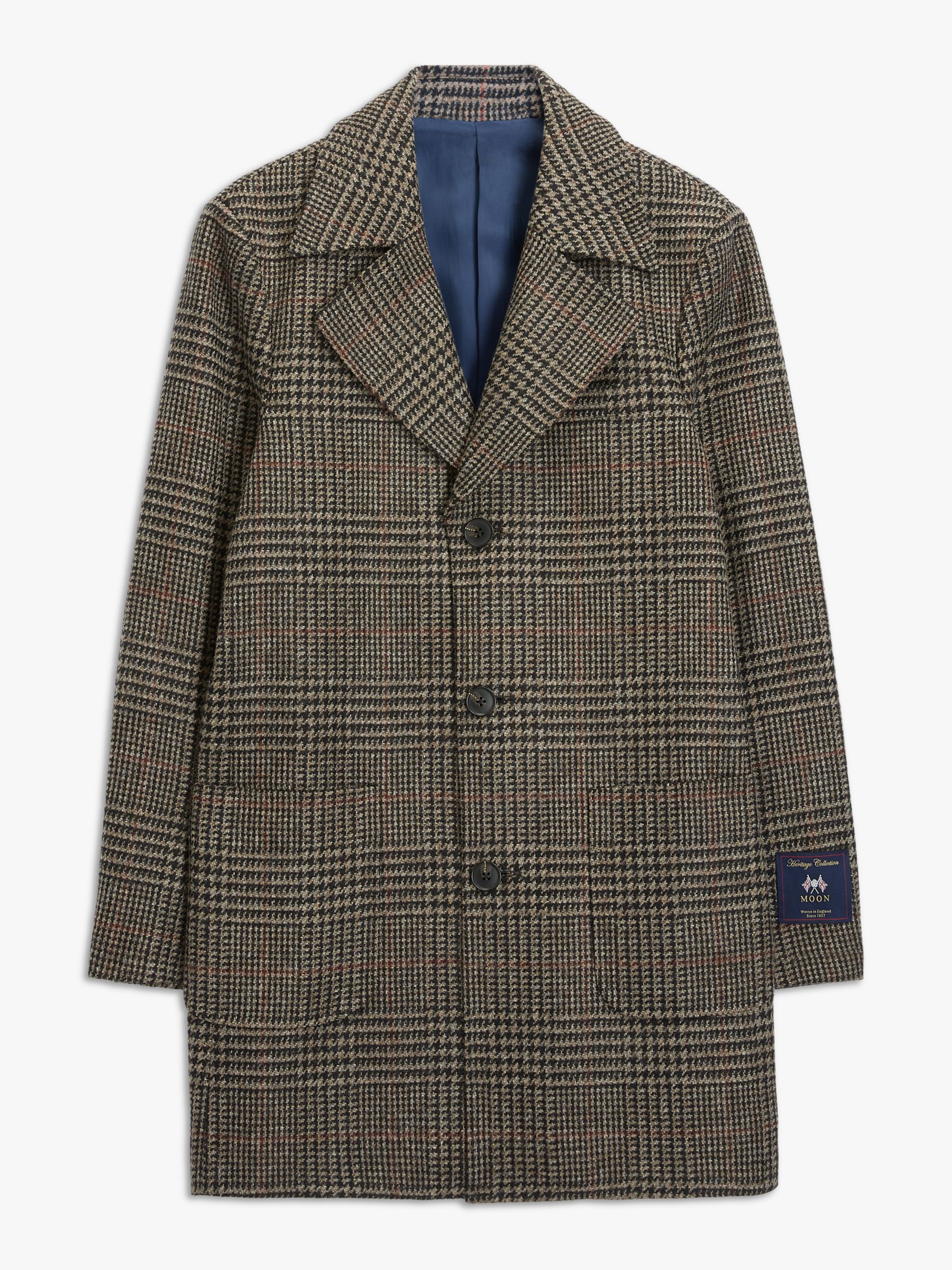 John Lewis & Partners British Wool Glen Check Overcoat, Tan
