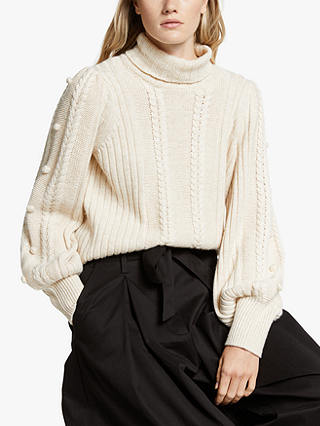 Somerset by Alice Temperley Bobble Knit Jumper, Stone