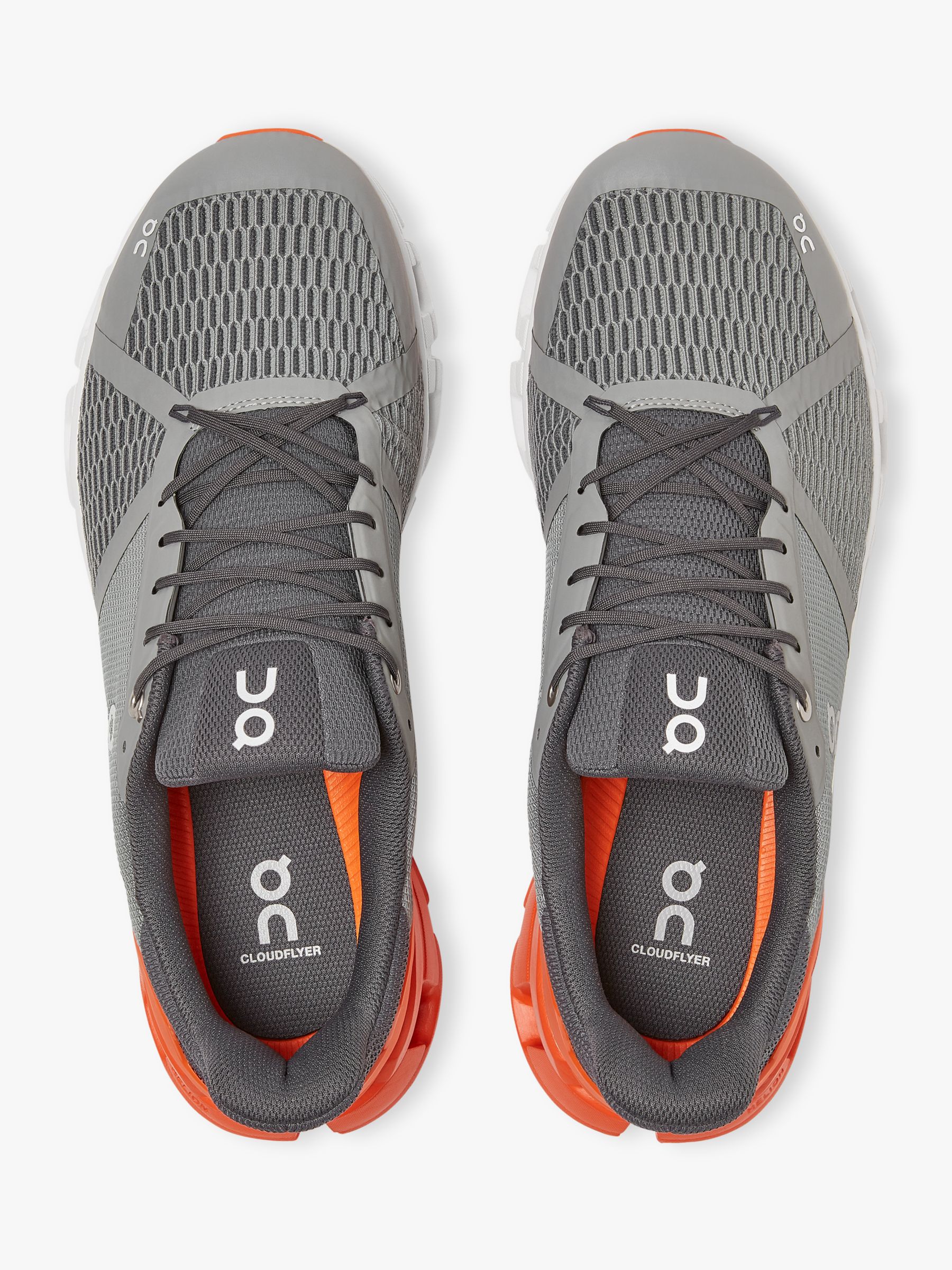 On Cloudflyer Men's Running Shoes, Grey/Orange at John Lewis & Partners
