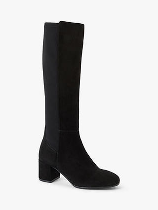 John Lewis Sadie Suede Knee High Boots, Black at John Lewis & Partners