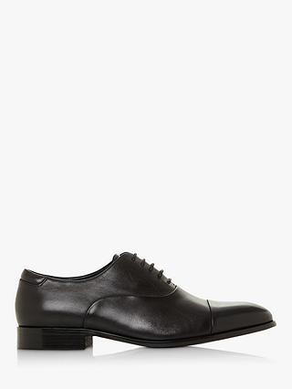 Dune Secret Leather Round Toe Oxford Shoes, Black