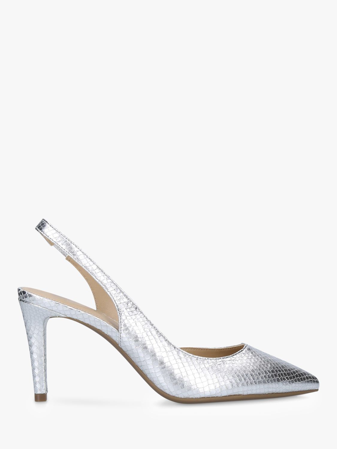 MICHAEL Michael Kors Lucille Flex Metallic Slingback Court Shoes, Silver