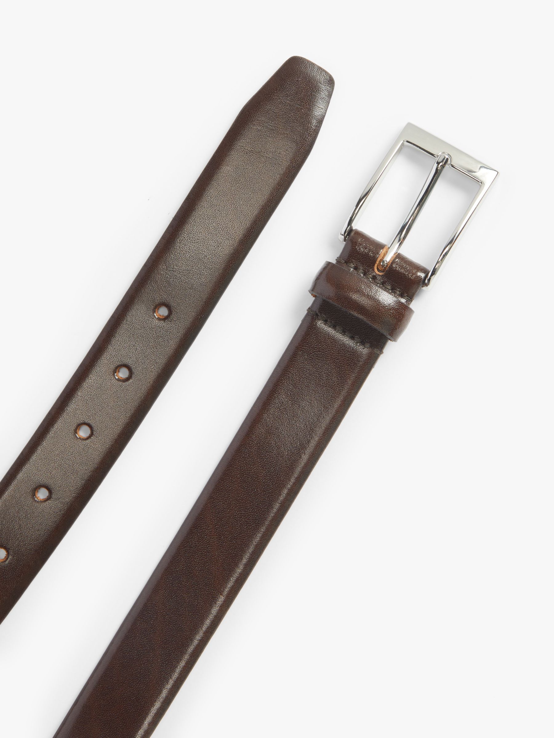 John Lewis Made in England 30mm Formal Leather Belt, Brown, S