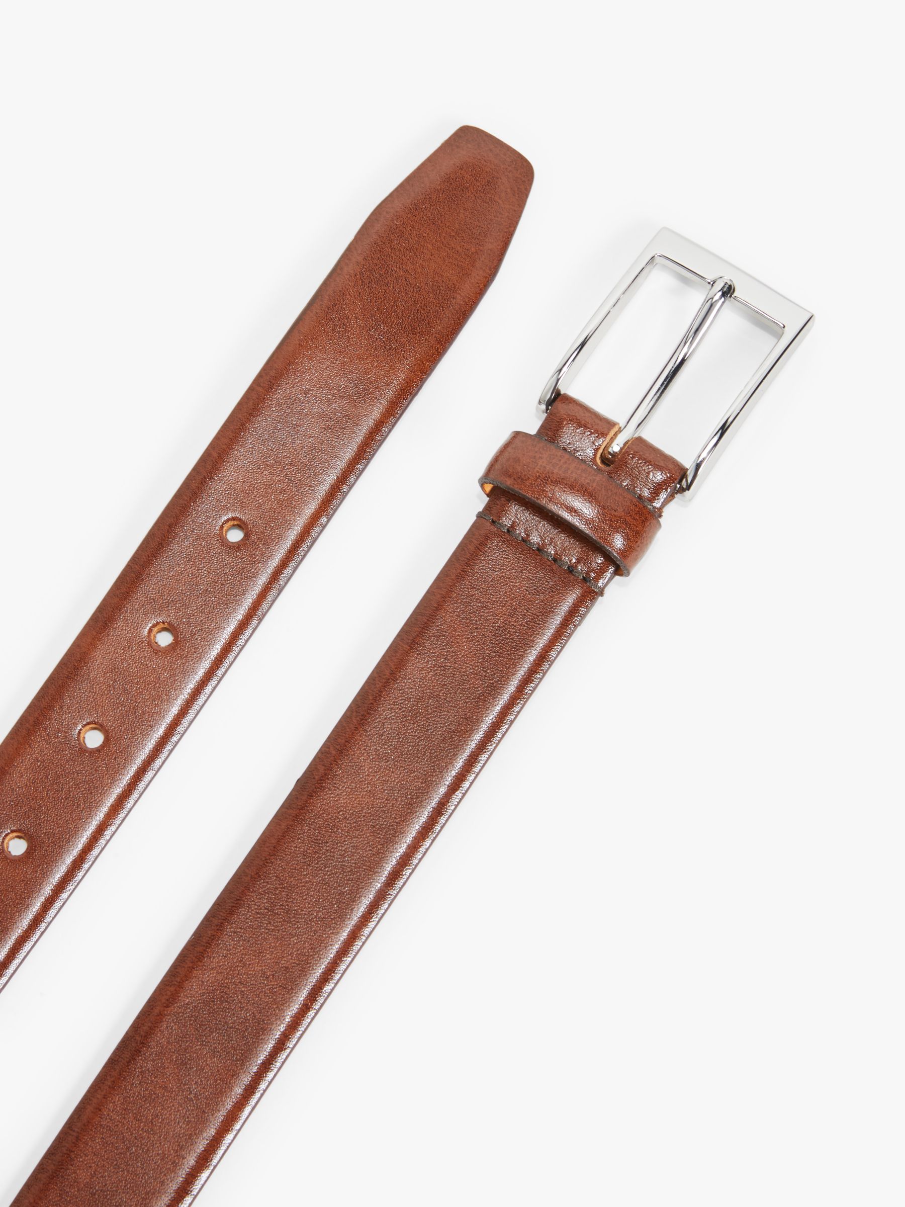 John Lewis Made in England 30mm Formal Leather Belt, Tan, S