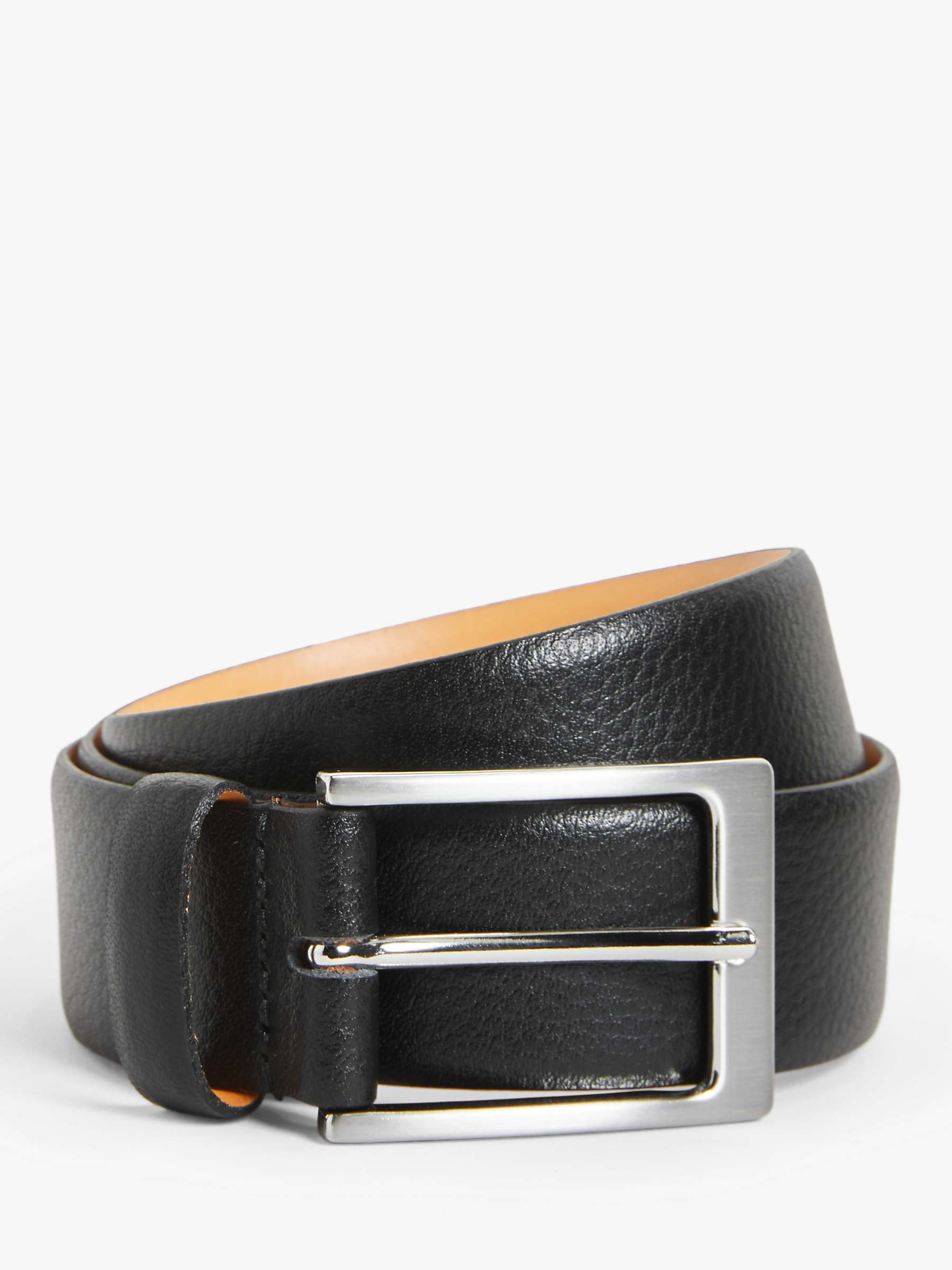 John Lewis Made in England 35mm Grain Leather Belt, Black at John Lewis ...