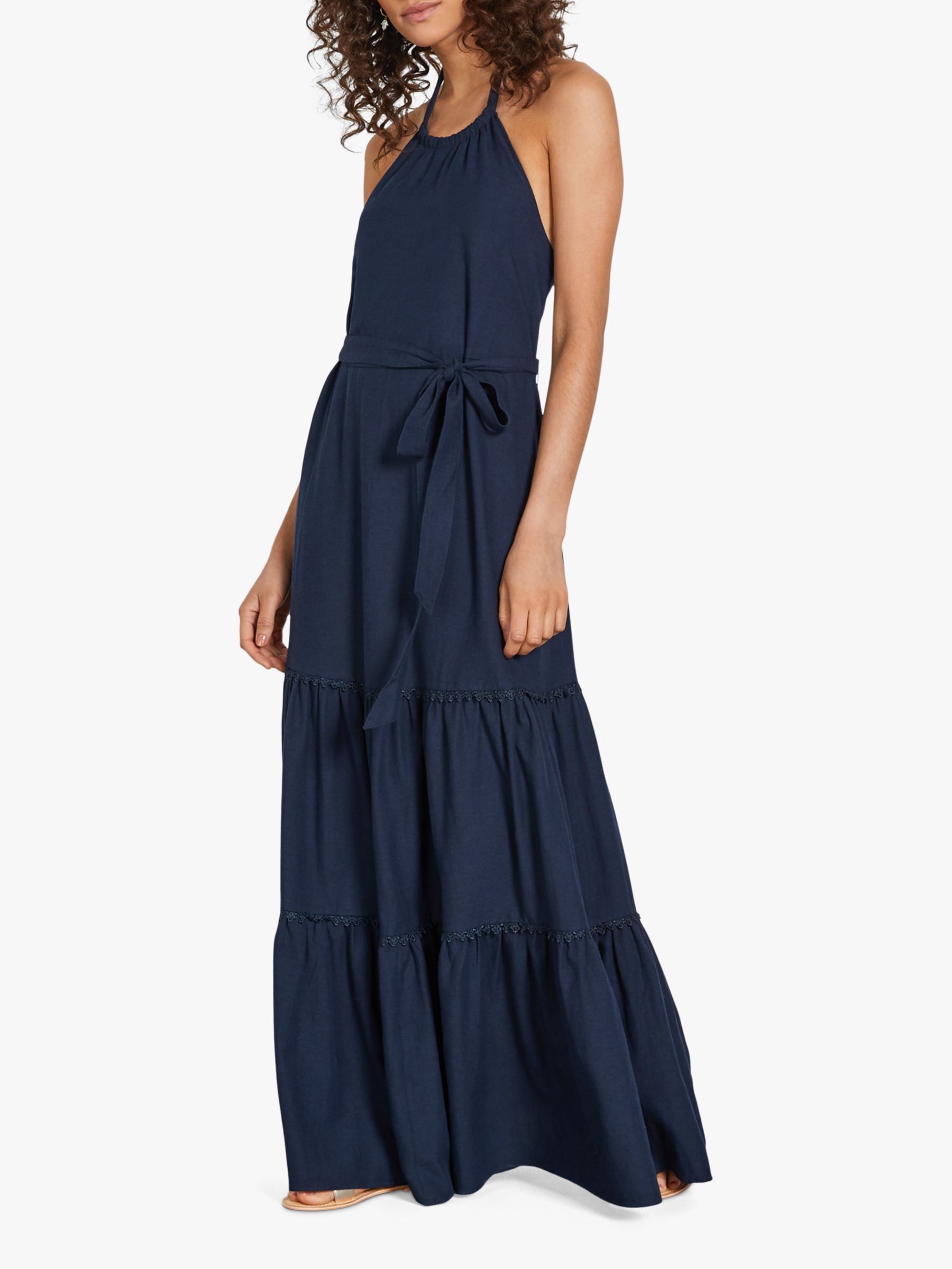 HUSH Reena Halterneck Maxi Dress, Midnight Blue