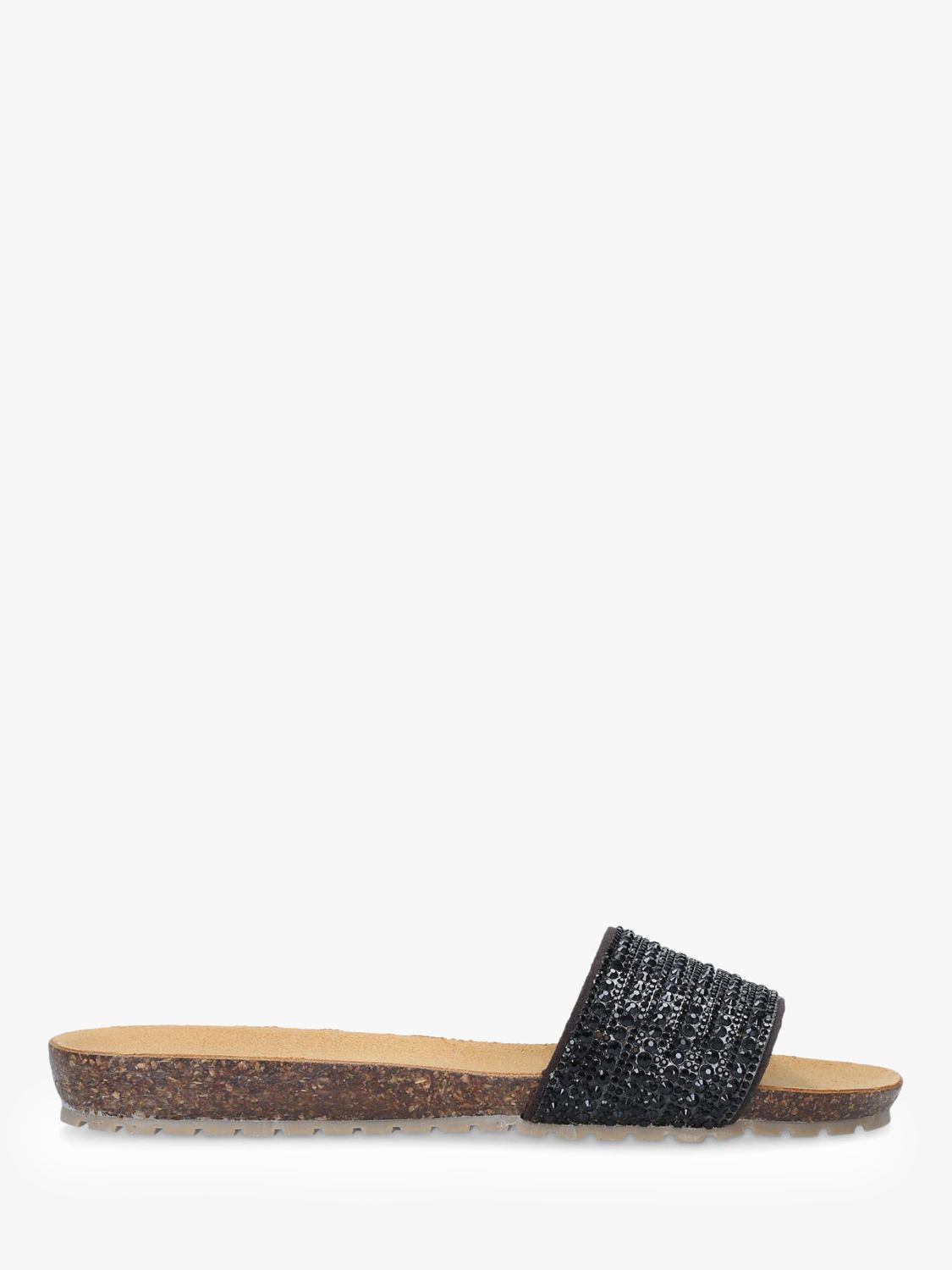 Carvela Comfort Super Suede Flat Sandals, Black at John Lewis & Partners
