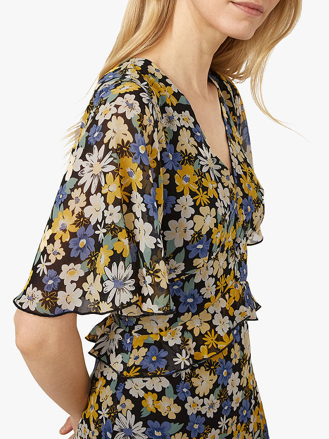 Warehouse Floral Tiered Maxi Dress, Multi at John Lewis