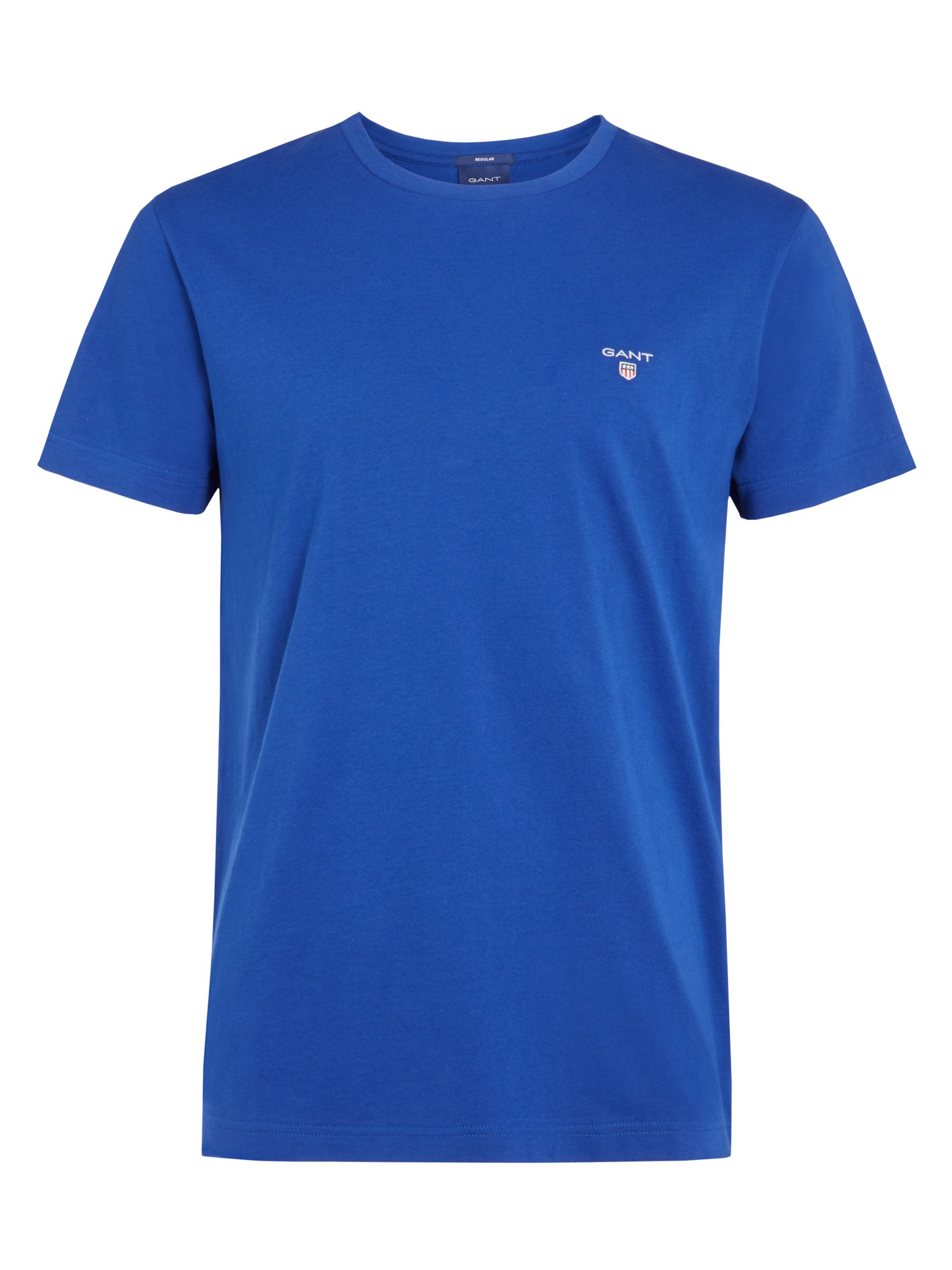GANT Cotton Crew Neck T-Shirt, C435 Blue at John Lewis & Partners