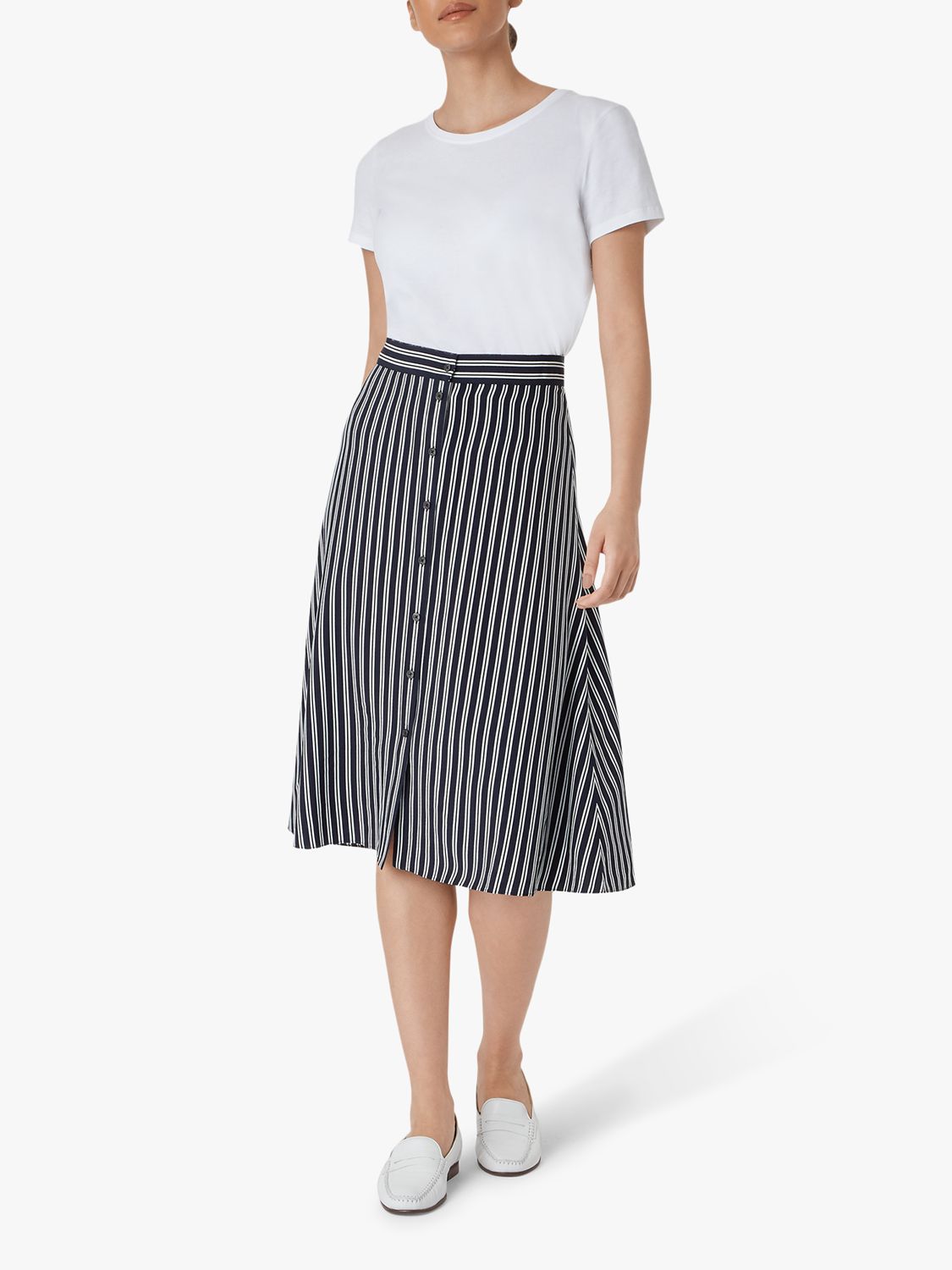 Hobbs Monroe Skirt, Navy/Ivory at John Lewis & Partners