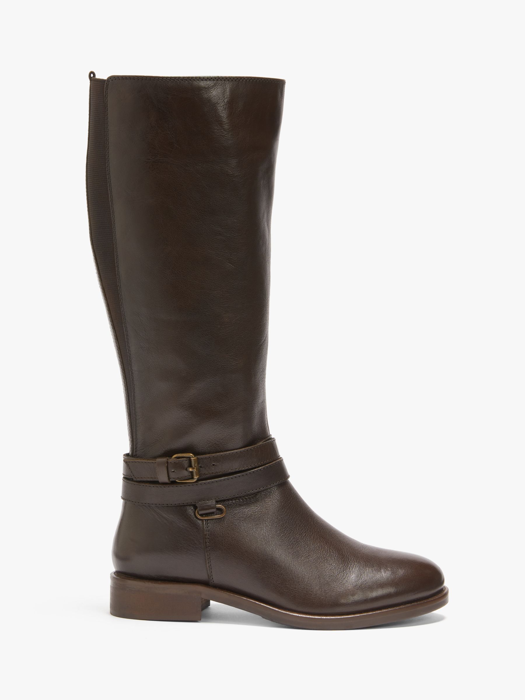 John Lewis & Partners Storrie Wide Fit Leather Knee High Boots, Brown ...