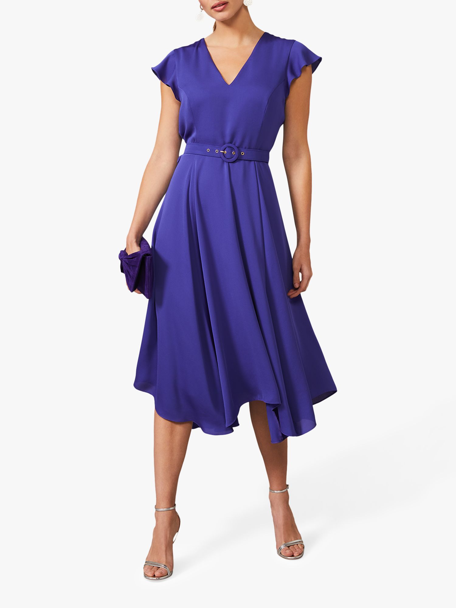 Phase Eight Elysia Belted Midi Dress, Electric Blue at John Lewis ...