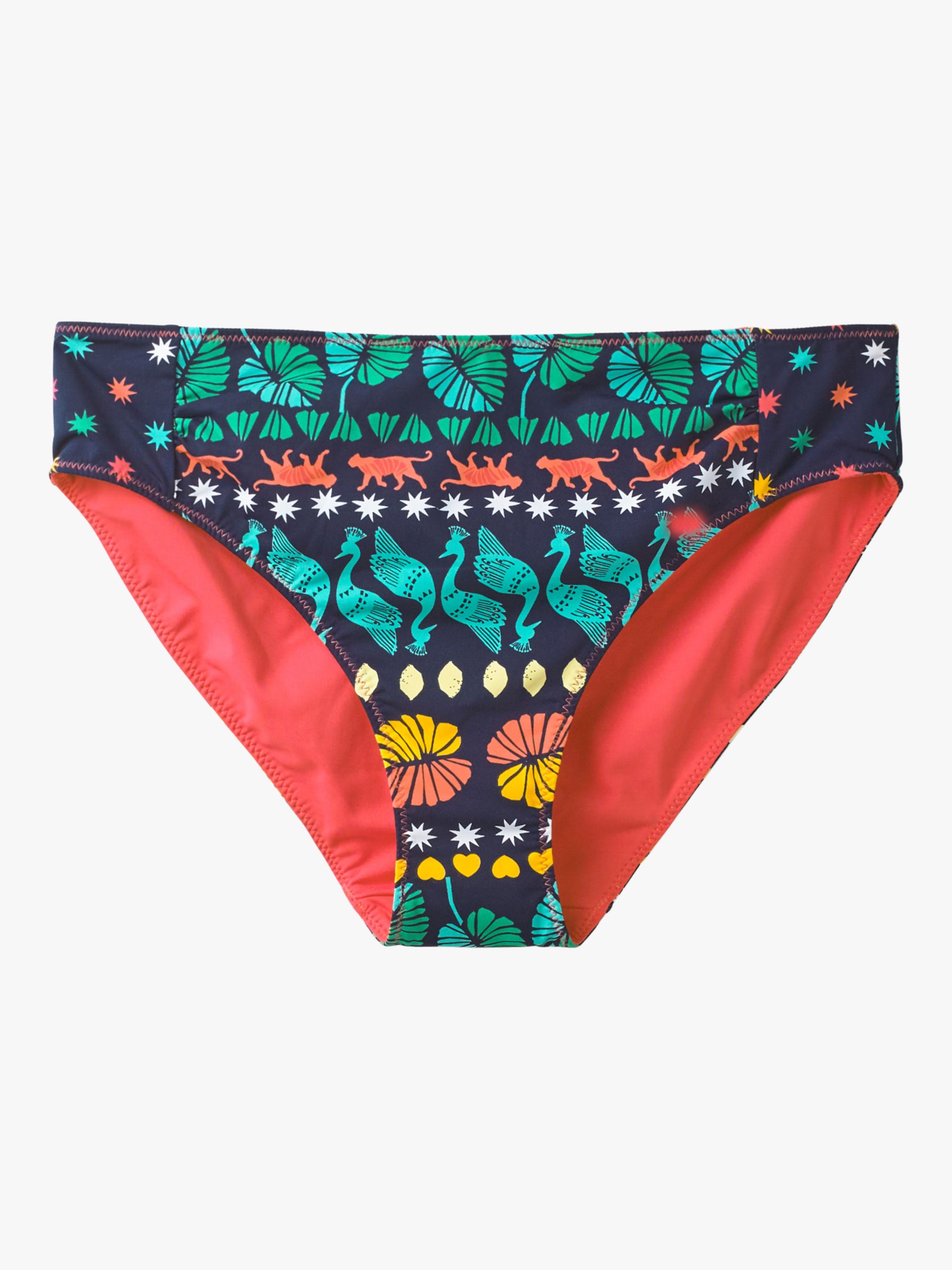 White Stuff Tropical Print Reversible Bikini Bottoms, Multi