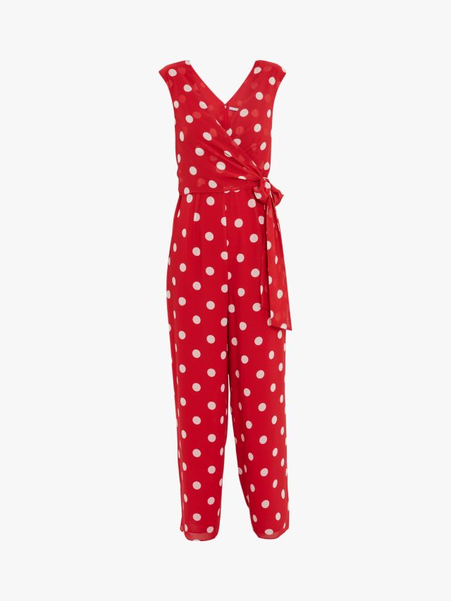 Gina Bacconi Marny Polka Dot Jumpsuit, Red/White, 14