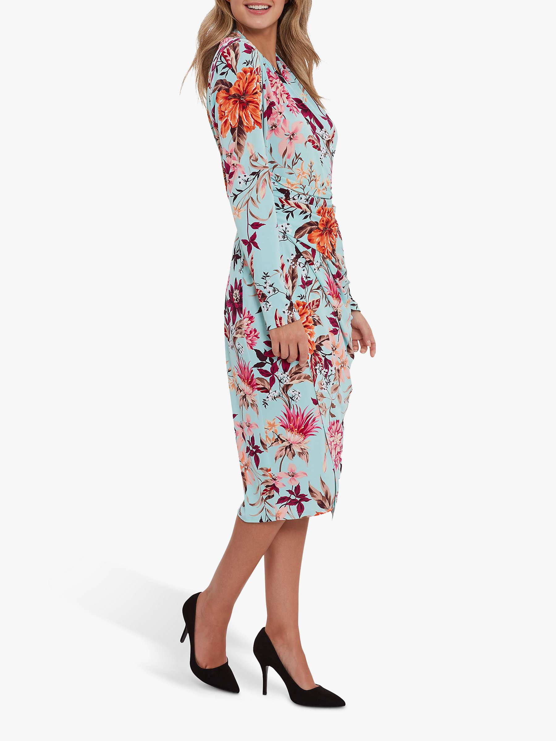 Buy Gina Bacconi Corriana Floral Midi Dress, Turquoise Online at johnlewis.com