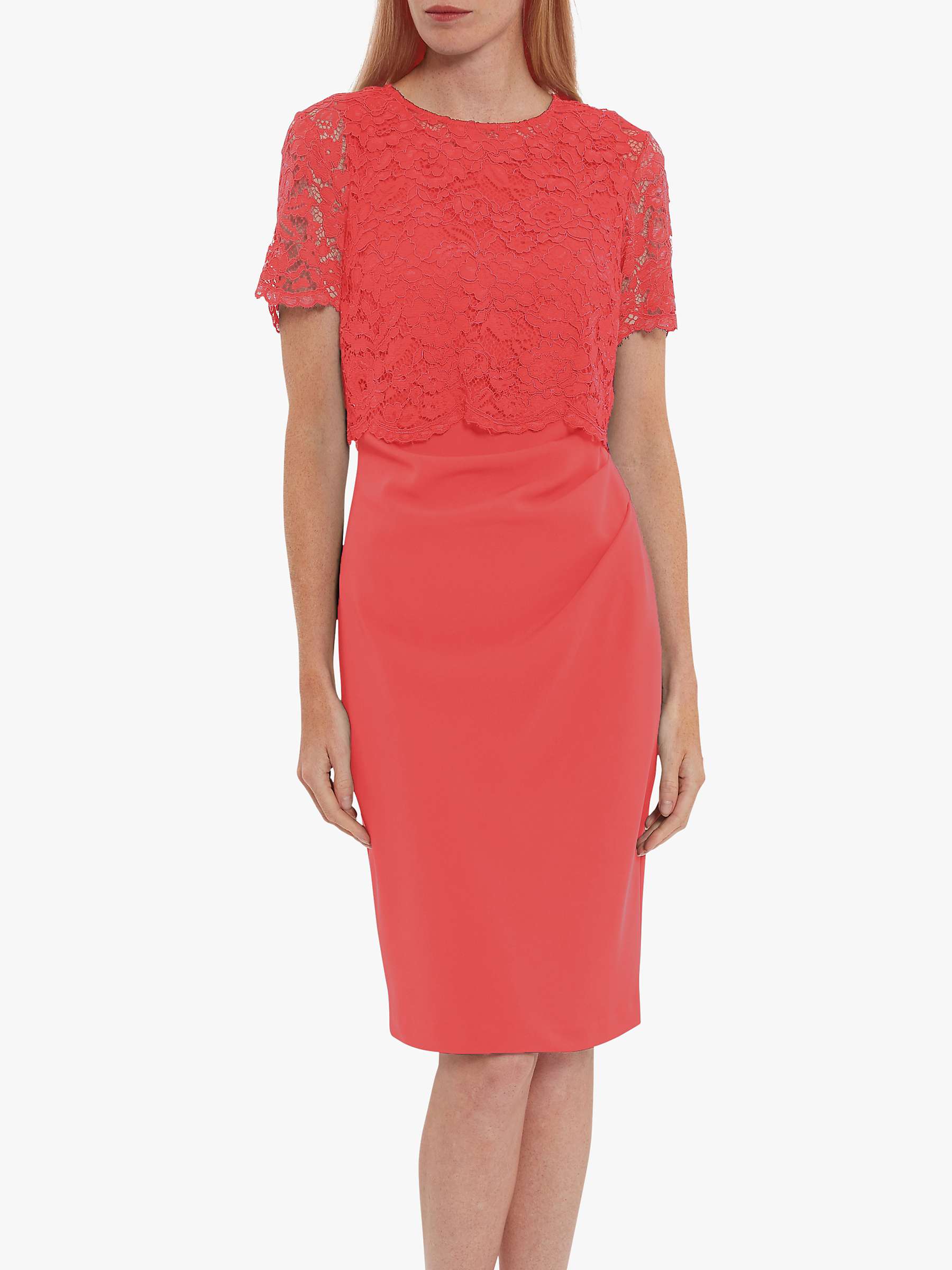 Buy Gina Bacconi Kora Lace Midi Dress, Orange Red Online at johnlewis.com
