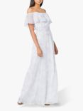 Maids to Measure Sienna Floral Print Bardot Maxi Dress, White, White