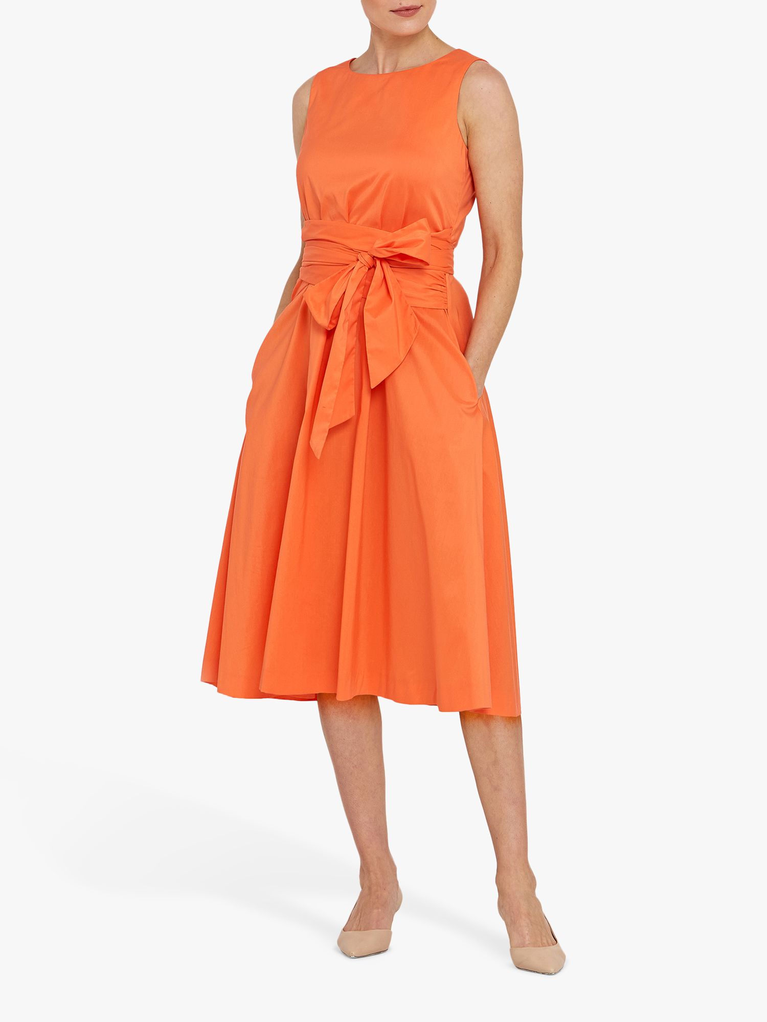 Helen McAlinden Avril Tie Midi Dress, Orange at John Lewis & Partners