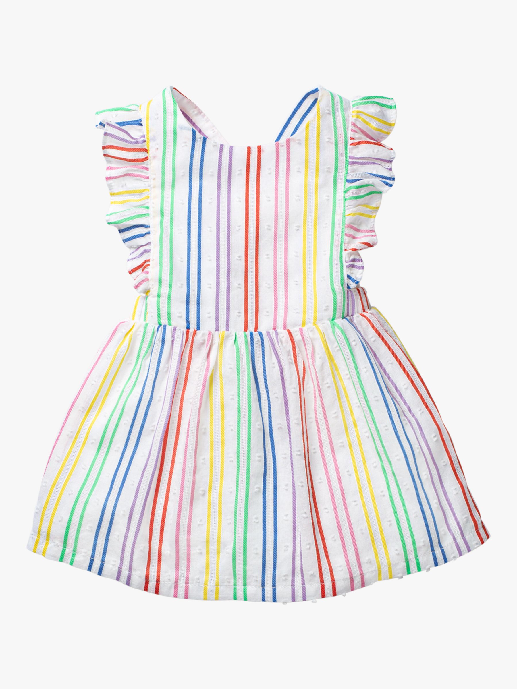 Mini Boden Baby Rainbow Stripe Pinafore Dress, Multi