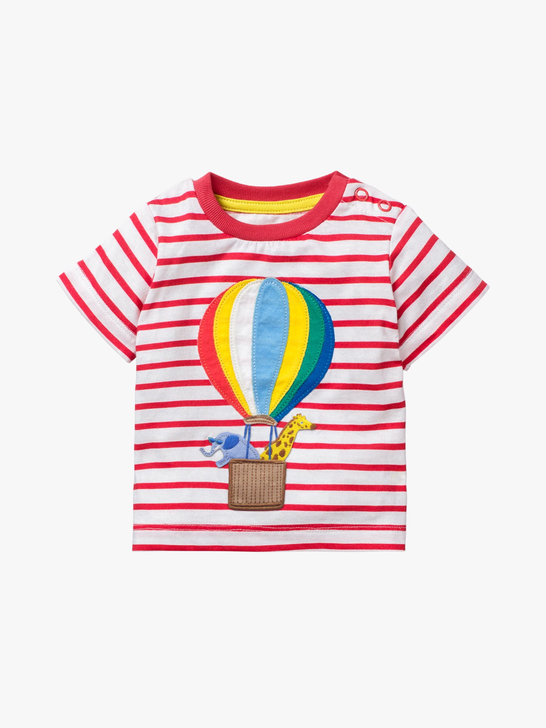 Mini Boden Baby Lift the Flap Hot Air Balloon T-Shirt, White/Cherry