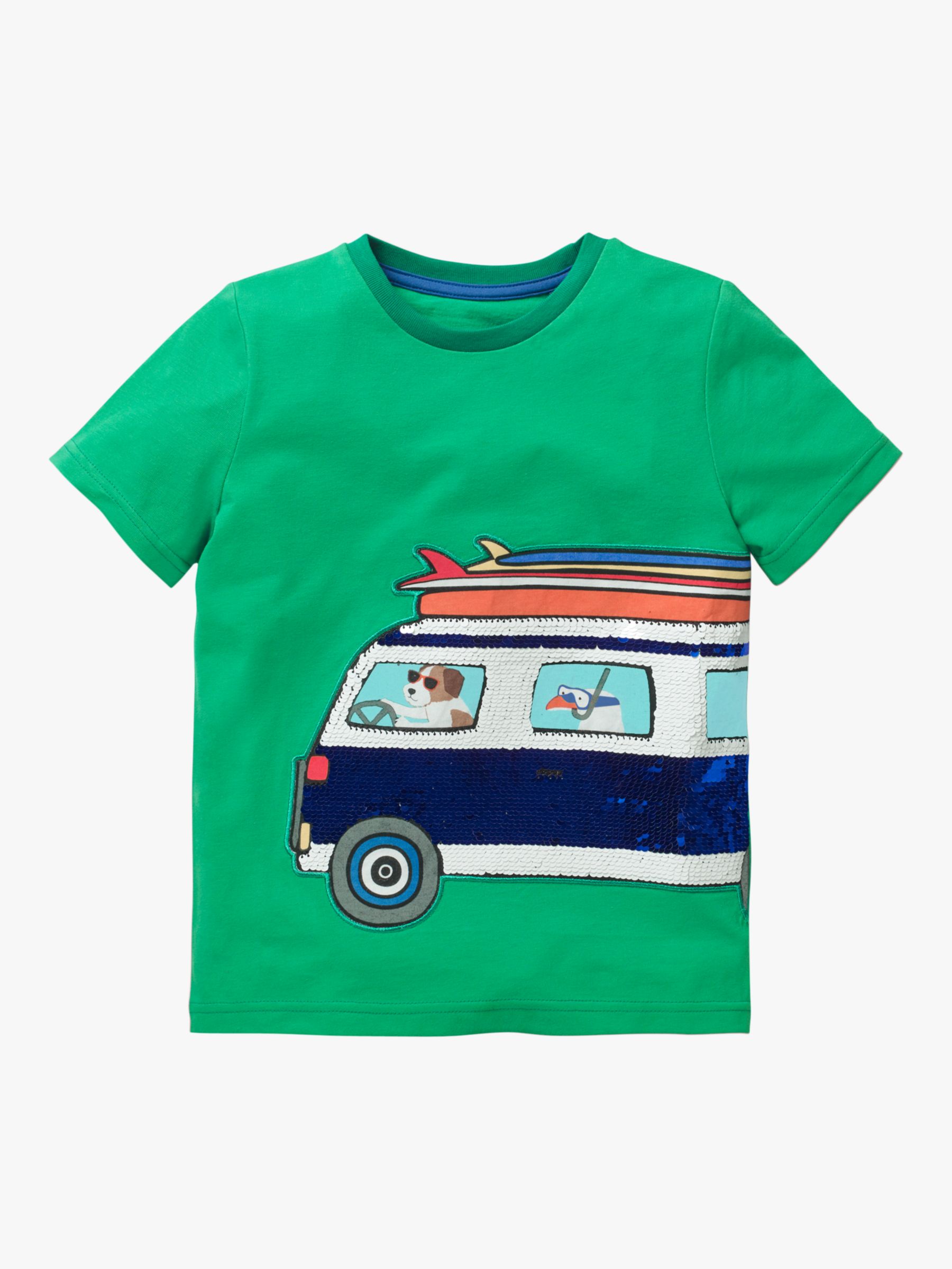 Mini Boden Boys' Colour Change Sequin Van T-Shirt, Green at John Lewis ...