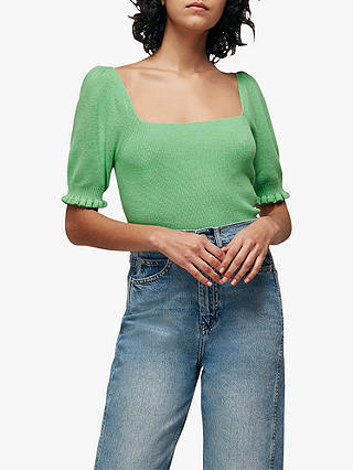 Whistles Square Knit Top, Green
