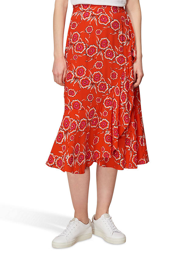 Whistles Diagonal Floral Print Skirt, Multi at John Lewis & Partners