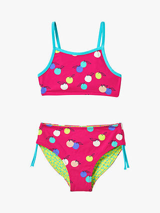 White Stuff Kids' Fruit Spot Reversible Print Bikini, Multi