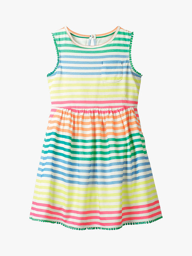 Mini Boden Girls' Rainbow Stripe Dress, Neon at John Lewis & Partners