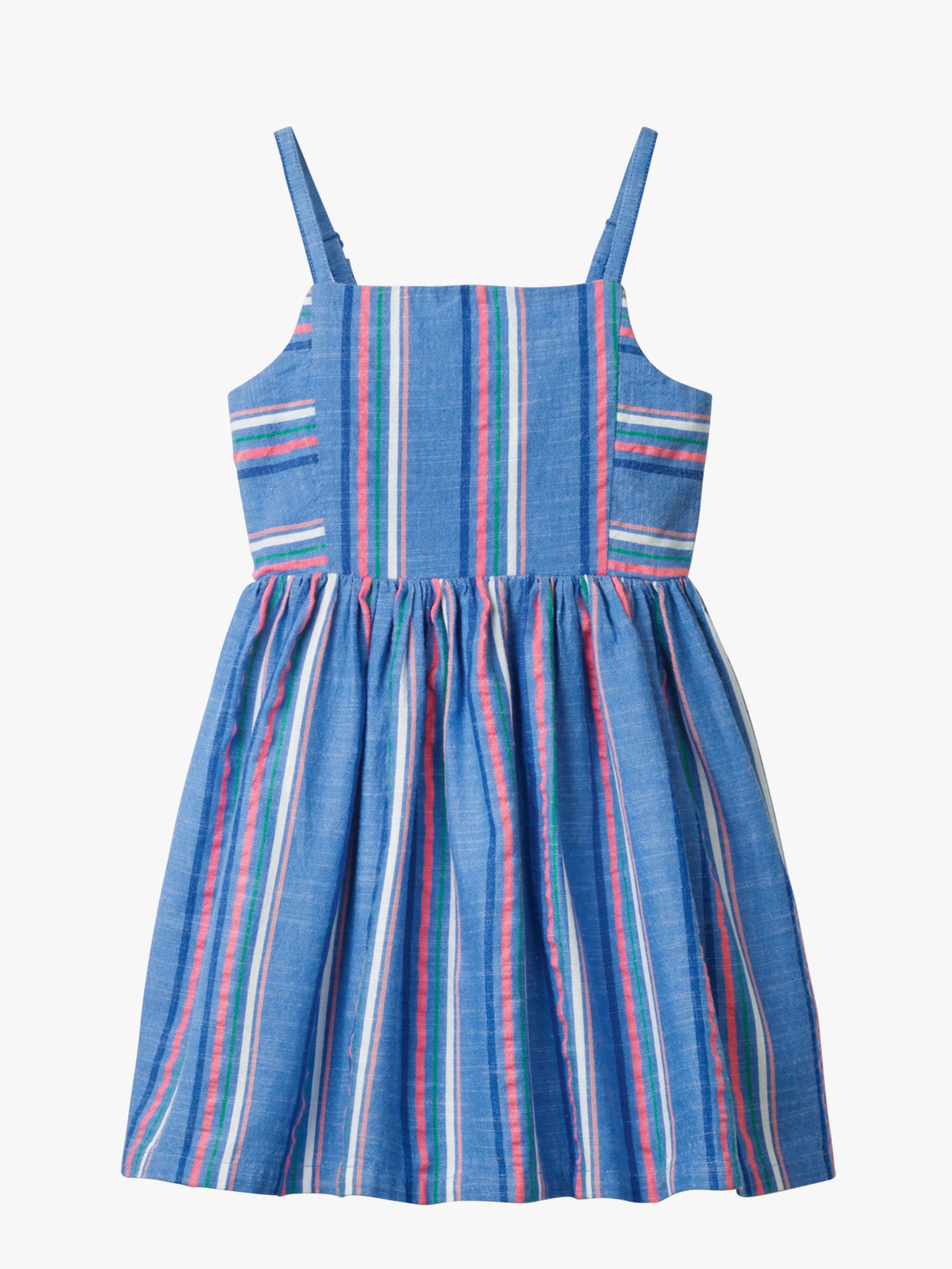 Mini Boden Girls' Stripe Woven Dress, Blue/Pink at John Lewis & Partners