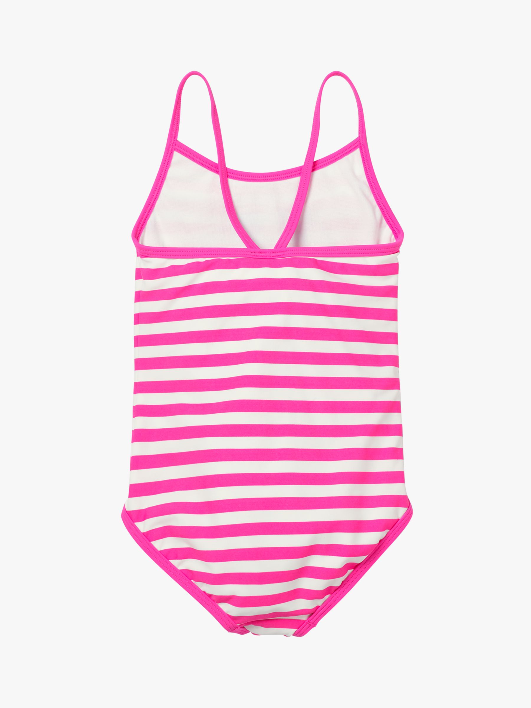 Mini Boden Girls Sequin Seashell Striped Swimsuit Lily Pink Ivory At