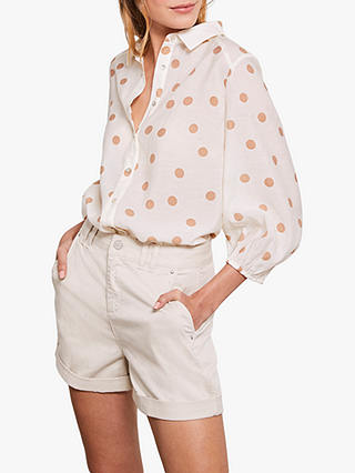 Mint Velvet Spot Print Shirt, Cream
