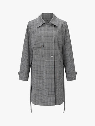 Four Seasons Trench Fastening Check Coat, Grey