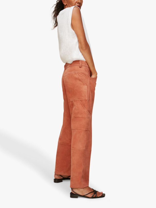 Neutral Suede Leather Cargo Trouser, WHISTLES